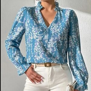 Floral Blue Women's Top